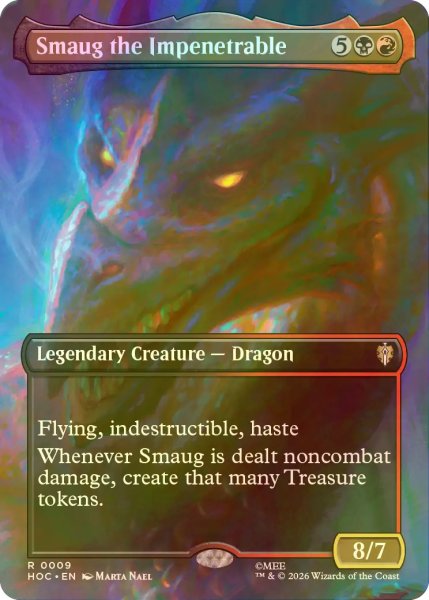 画像1: [FOIL] 刃通さぬもの、スマウグ/Smaug the Impenetrable (全面アート版) 【英語版】 [HOC-金R] (1)