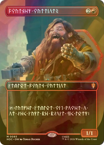 画像1: [FOIL] ドワーフ戦士団/Dwarven Warriors (全面アート版) 【ドワーフ語版】 [HOC-赤MR] (1)