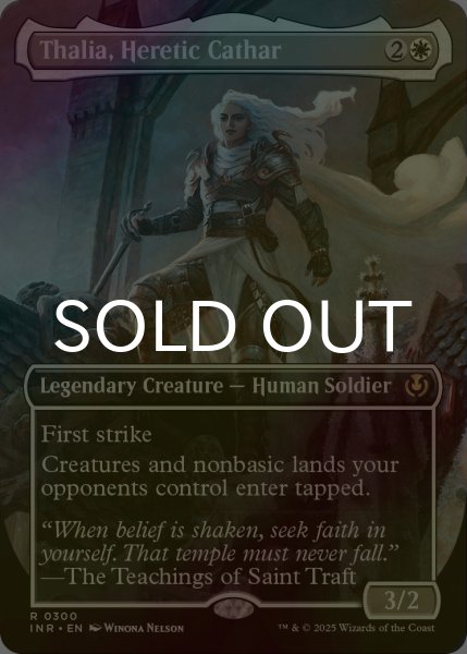 画像1: [FOIL] 異端聖戦士、サリア/Thalia, Heretic Cathar (全面アート・海外産ブースター版) 【英語版】 [INR-白R] (1)