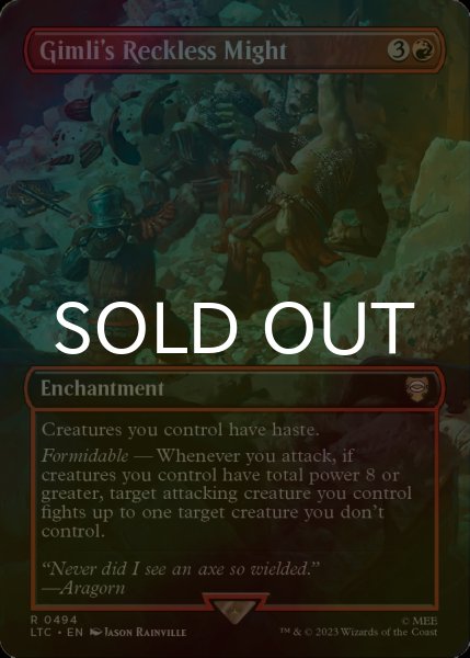 画像1: [FOIL] Gimli's Reckless Might No.494 (全面アート版) 【英語版】 [LTC-赤R] (1)