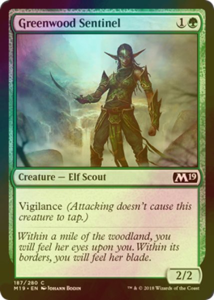 画像1: [FOIL] 緑林の歩哨/Greenwood Sentinel 【英語版】 [M19-緑C] (1)