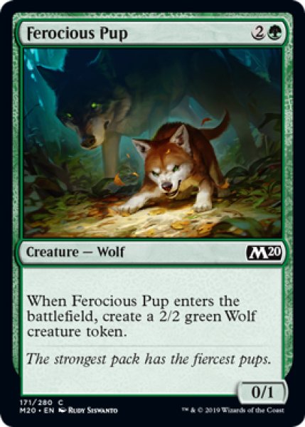 画像1: 獰猛な仔狼/Ferocious Pup 【英語版】 [M20-緑C] (1)