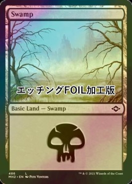 画像1: [FOIL] 沼/Swamp No.486 (エッチング仕様) 【英語版】 [MH2-土地C] (1)