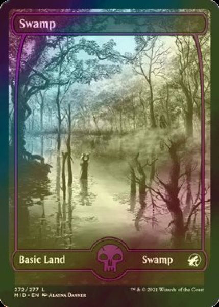 画像1: [FOIL] 沼/Swamp No.272 (全面アート・海外産ブースター版) 【英語版】 [MID-土地C] (1)