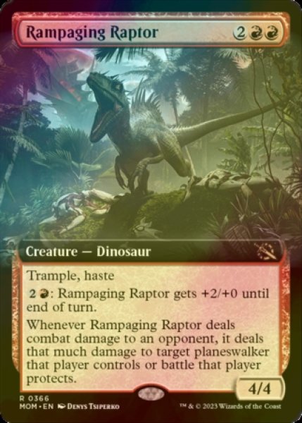 画像1: [FOIL] 猛り狂う猛竜/Rampaging Raptor (拡張アート版) 【英語版】 [MOM-赤R] (1)