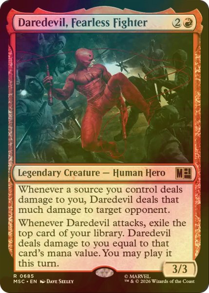 画像1: [FOIL] 恐れ知らずの戦士、デアデビル/Daredevil, Fearless Fighter 【英語版】 [MSC-赤R] (1)