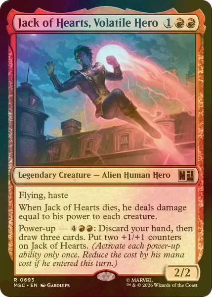 画像1: [FOIL] 一触即発のヒーロー、ジャック・オブ・ハーツ/Jack of Hearts, Volatile Hero 【英語版】 [MSC-赤R] (1)