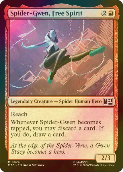 画像1: [FOIL] 自由人、スパイダー・グウェン/Spider-Gwen, Free Spirit 【英語版】 [MSC-赤C] (1)