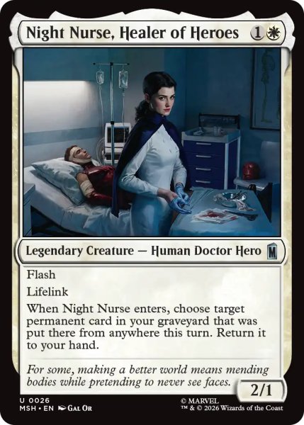 画像1: ヒーロー達の癒し手、ナイト・ナース/Night Nurse, Healer of Heroes 【英語版】 [MSH-白U] (1)