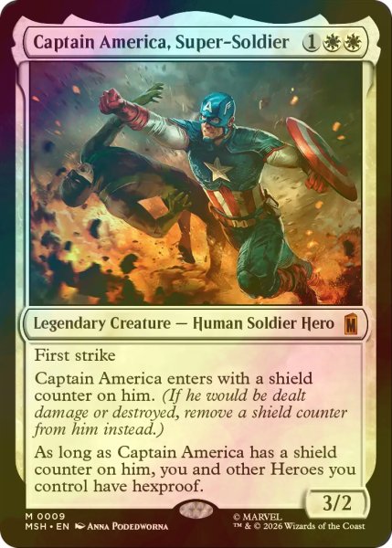 画像1: [FOIL] スーパーソルジャー、キャプテン・アメリカ/Captain America, Super-Soldier 【英語版】 [MSH-白MR] (1)