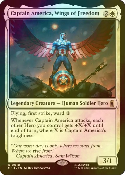 画像1: [FOIL] 自由の翼、キャプテン・アメリカ/Captain America, Wings of Freedom 【英語版】 [MSH-白R] (1)