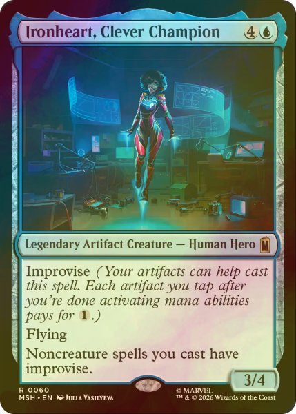 画像1: [FOIL] 才気煥発な勇士、アイアンハート/Ironheart, Clever Champion 【英語版】 [MSH-青R] (1)