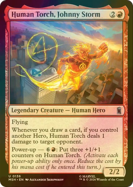 画像1: [FOIL] ヒューマン・トーチ、ジョニー・ストーム/Human Torch, Johnny Storm 【英語版】 [MSH-赤U] (1)