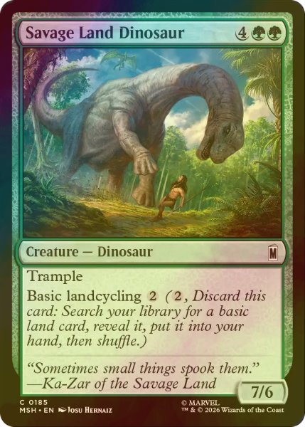 画像1: [FOIL] サヴェッジ・ランドの恐竜/Savage Land Dinosaur 【英語版】 [MSH-緑C] (1)
