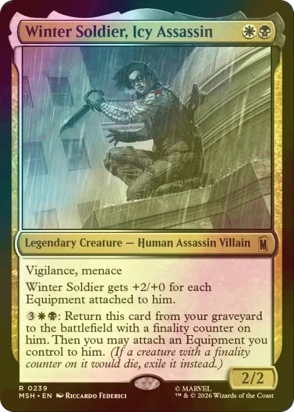 画像1: [FOIL] 冷徹な暗殺者、ウィンター・ソルジャー/Winter Soldier, Icy Assassin 【英語版】 [MSH-金R] (1)