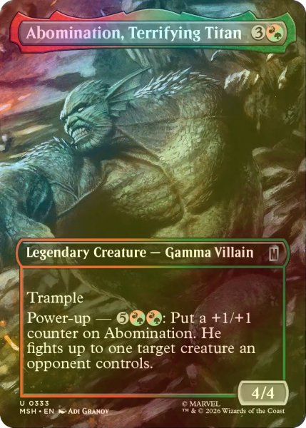 画像1: [FOIL] 恐怖の巨人、アボミネーション/Abomination, Terrifying Titan (全面アート版) 【英語版】 [MSH-金U] (1)