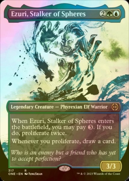 画像1: [FOIL] 球層の追跡者、エズーリ/Ezuri, Stalker of Spheres No.317 (全面アート・海外産ブースター版) 【英語版】 [ONE-金R] (1)