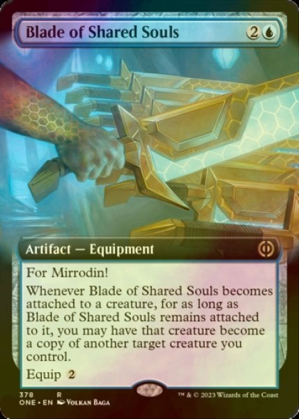 画像1: [FOIL] 共同魂の刃/Blade of Shared Souls (拡張アート版) 【英語版】 [ONE-青R] (1)
