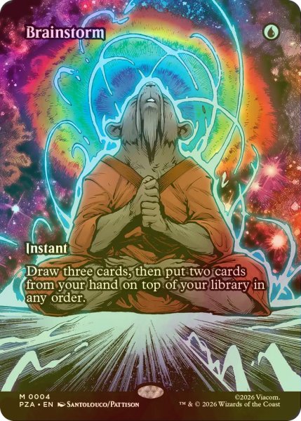 画像1: [FOIL] 渦まく知識/Brainstorm (全面アート版) 【英語版】 [PZA-青MR] (1)