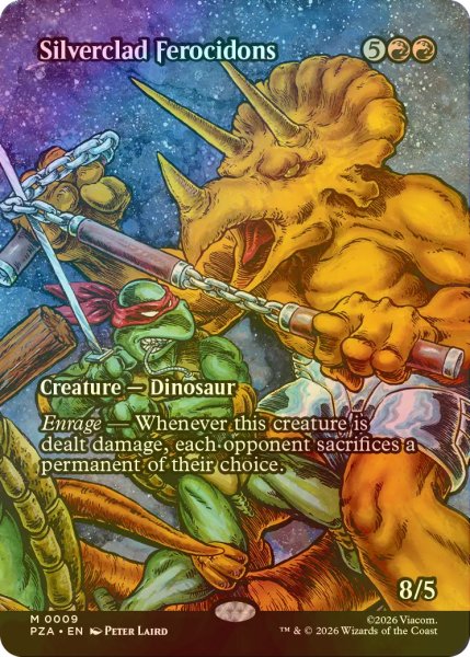画像1: [FOIL] 銀まといのフェロキドン/Silverclad Ferocidons (全面アート版) 【英語版】 [PZA-赤MR] (1)