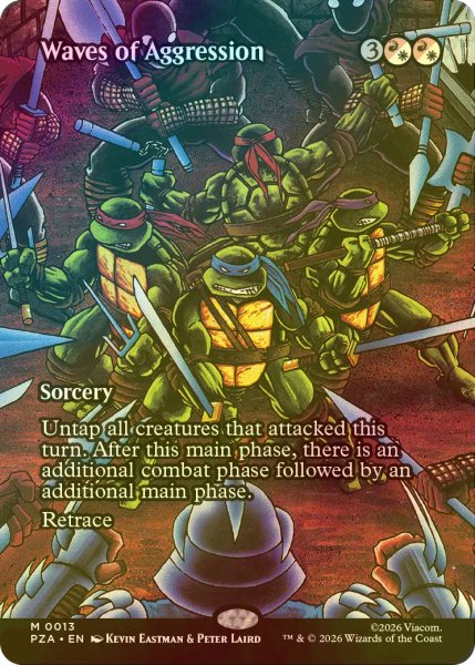 画像1: [FOIL] 攻撃の波/Waves of Aggression (全面アート版) 【英語版】 [PZA-金MR] (1)