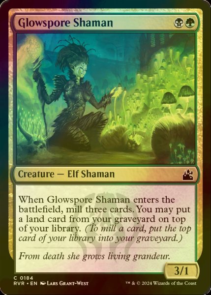 画像1: [FOIL] 光胞子のシャーマン/Glowspore Shaman 【英語版】 [RVR-金C] (1)