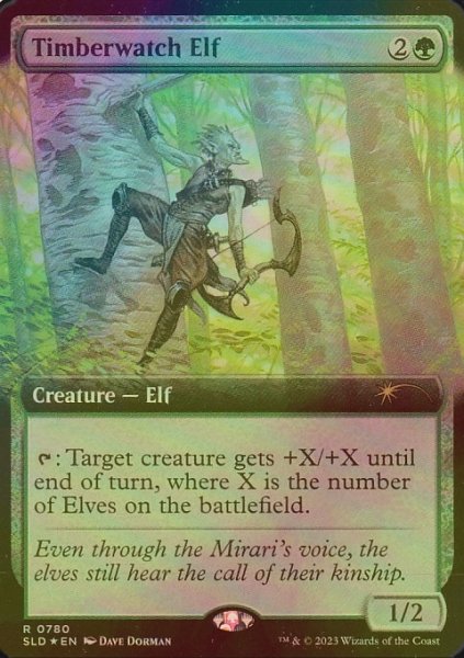 画像1: [FOIL] 森林守りのエルフ/Timberwatch Elf (拡張アート版) 《特価品》 【英語版】 [SLD-緑R] (1)