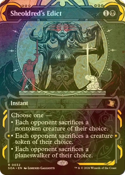 画像1: [FOIL] シェオルドレッドの勅令/Sheoldred's Edict (ショーケース・海外産ブースター版) 【英語版】 [SOA-黒R] (1)