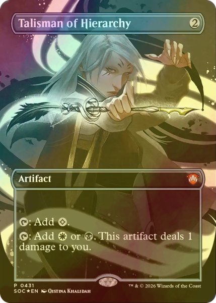 画像1: [FOIL] 聖列のタリスマン/Talisman of Hierarchy (全面アート版) 【英語版】 [SOC-灰MR] (1)