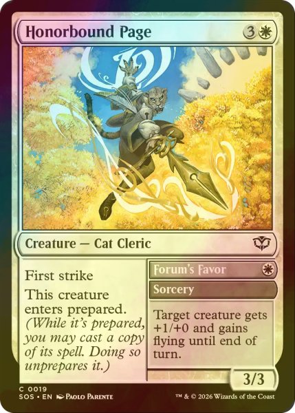 画像1: [FOIL] 名誉にかける小姓/Honorbound Page 【英語版】 [SOS-白C] (1)