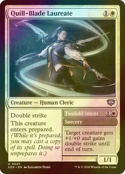画像1: [FOIL] 羽ペン剣の桂冠詩人/Quill-Blade Laureate 【英語版】 [SOS-白U] (1)