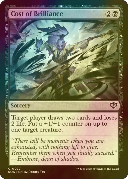 画像1: [FOIL] 才気の代償/Cost of Brilliance 【英語版】 [SOS-黒C] (1)