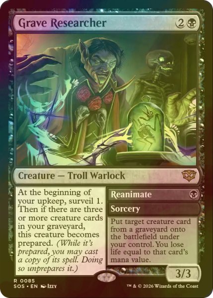画像1: [FOIL] 墓場の研究者/Grave Researcher 【英語版】 [SOS-黒R] (1)