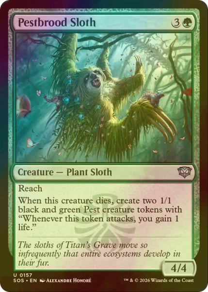 画像1: [FOIL] 害獣育てのナマケモノ/Pestbrood Sloth 【英語版】 [SOS-緑U] (1)