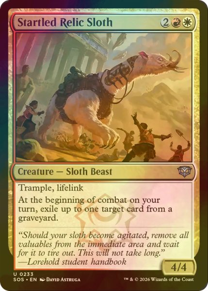 画像1: [FOIL] 驚いた秘宝のナマケモノ/Startled Relic Sloth 【英語版】 [SOS-金U] (1)