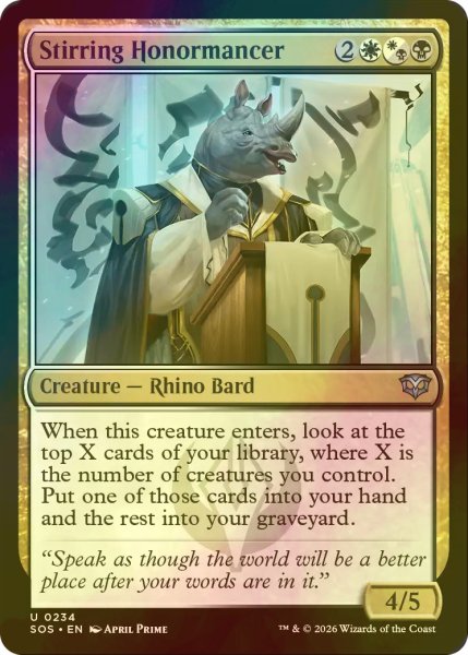 画像1: [FOIL] 心揺さぶる名誉術師/Stirring Honormancer 【英語版】 [SOS-金U] (1)
