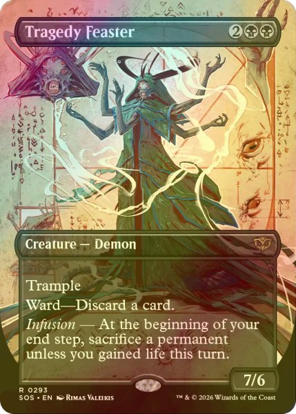 画像1: [FOIL] 悲劇をむさぼる者/Tragedy Feaster (全面アート・海外産ブースター版) 【英語版】 [SOS-黒R] (1)