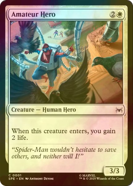 画像1: [FOIL] アマチュアのヒーロー/Amateur Hero 【英語版】 [SPE-白C] (1)
