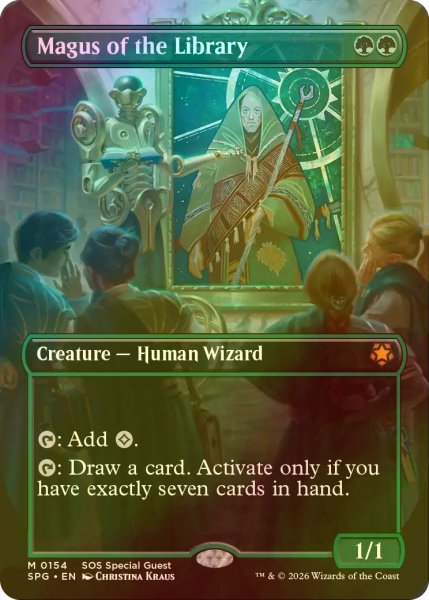 画像1: [FOIL] 図書館の大魔術師/Magus of the Library (全面アート版) 【英語版】 [SPG-緑MR] (1)