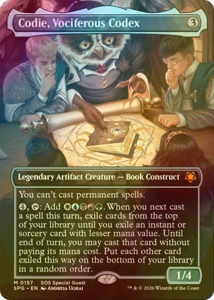 画像1: [FOIL] 騒々しい写本、コーディ/Codie, Vociferous Codex (全面アート版) 【英語版】 [SPG-灰MR] (1)
