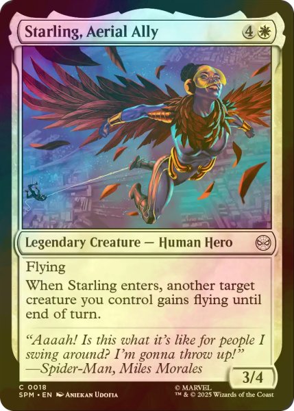 画像1: [FOIL] 空の援軍、スターリング/Starling, Aerial Ally 【英語版】 [SPM-白C] (1)