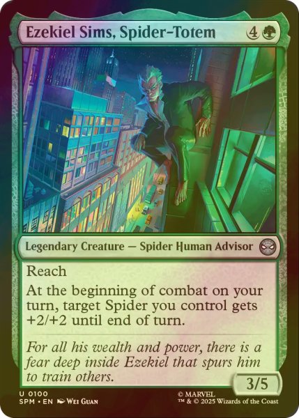 画像1: [FOIL] 蜘蛛のトーテム、エゼキエル・シムズ/Ezekiel Sims, Spider-Totem 【英語版】 [SPM-緑U] (1)