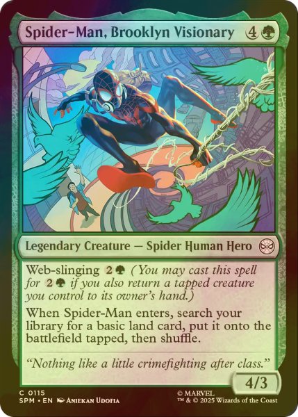 画像1: [FOIL] ブルックリンの空想家、スパイダーマン/Spider-Man, Brooklyn Visionary 【英語版】 [SPM-緑C] (1)