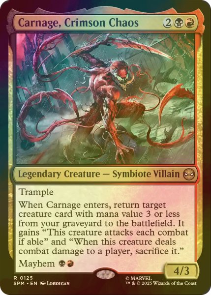画像1: [FOIL] 真紅の混沌、カーネイジ/Carnage, Crimson Chaos 【英語版】 [SPM-金R] (1)