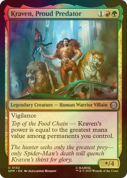 画像1: [FOIL] 高慢な襲撃者、クレイヴン/Kraven, Proud Predator 【英語版】 [SPM-金U] (1)