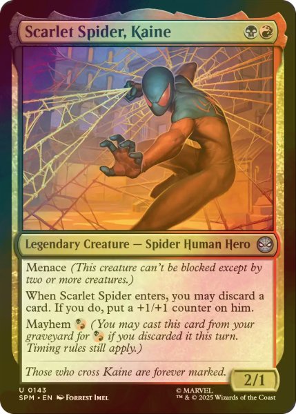 画像1: [FOIL] スカーレット・スパイダー、ケイン/Scarlet Spider, Kaine 【英語版】 [SPM-金U] (1)