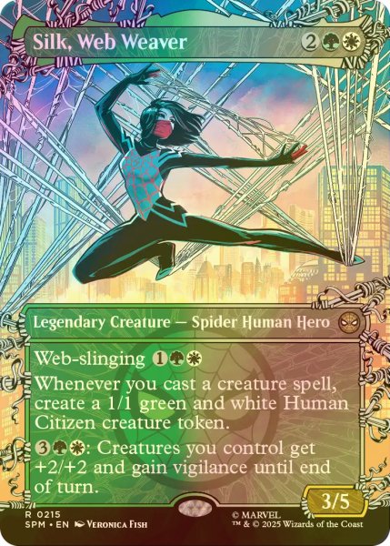 画像1: [FOIL] ウェブ紡ぎ、シルク/Silk, Web Weaver (全面アート・海外産ブースター版) 【英語版】 [SPM-金R] (1)
