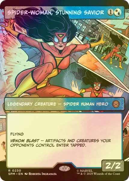 画像1: [FOIL] 驚嘆の救い手、スパイダーウーマン/Spider-Woman, Stunning Savior (ショーケース・海外産ブースター版) 【英語版】 [SPM-金R] (1)