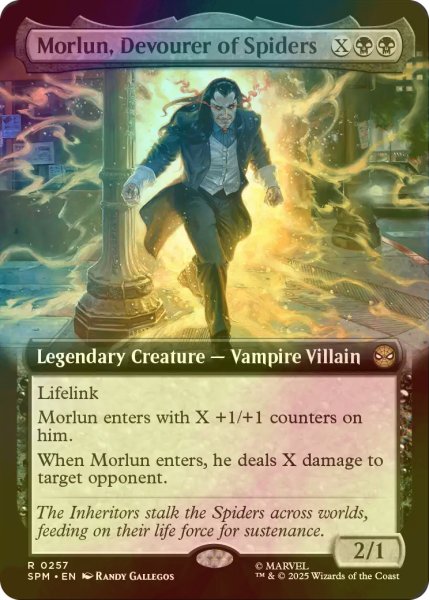 画像1: [FOIL] 蜘蛛を貪る者、モーラン/Morlun, Devourer of Spiders (拡張アート版) 【英語版】 [SPM-黒R] (1)