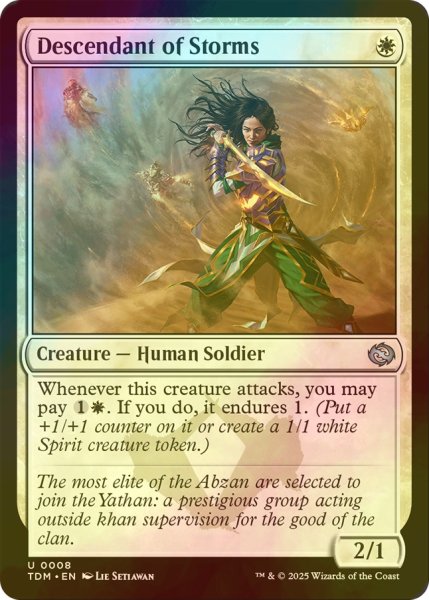 画像1: [FOIL] 嵐の末裔/Descendant of Storms 【英語版】 [TDM-白U] (1)